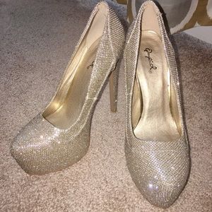 Glitter champagne stilettos